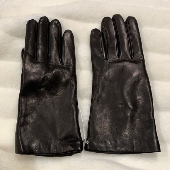 NWT Italian Portolano Women’s Black Cashmere Lined Leather Gloves